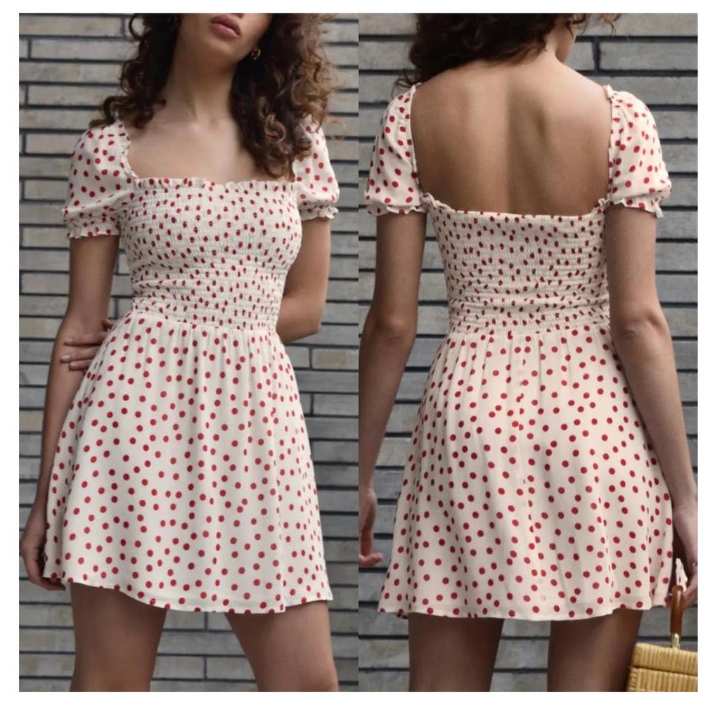 COPY - Reformation White/Red Orangerie Mini Casual Dress